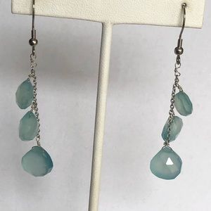 Blue Chalcedony Briolettes Gemstones In Sterling Earrings